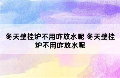 冬天壁挂炉不用咋放水呢 冬天壁挂炉不用咋放水呢